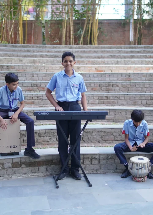 Students Playing Musical Instruments Outdoors