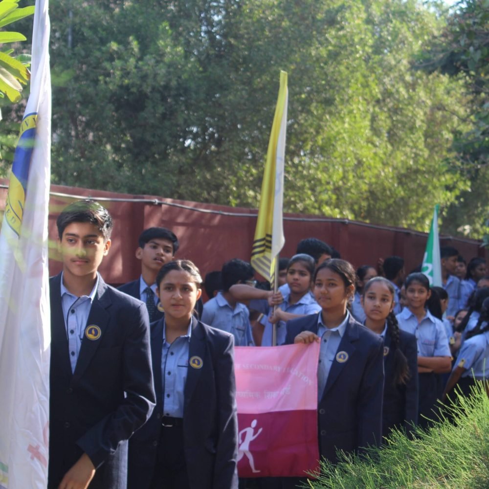 Students Marching in Outdoor School Parade